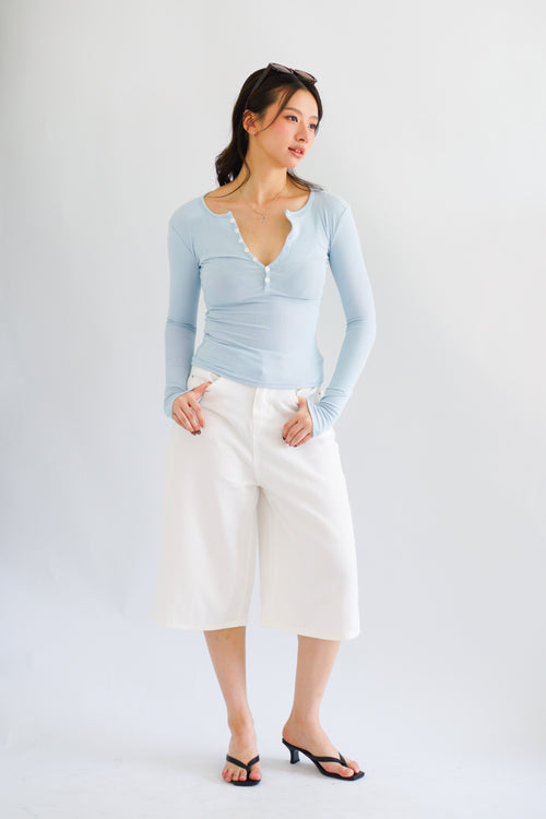 Lennon Denim Midi Jorts in White