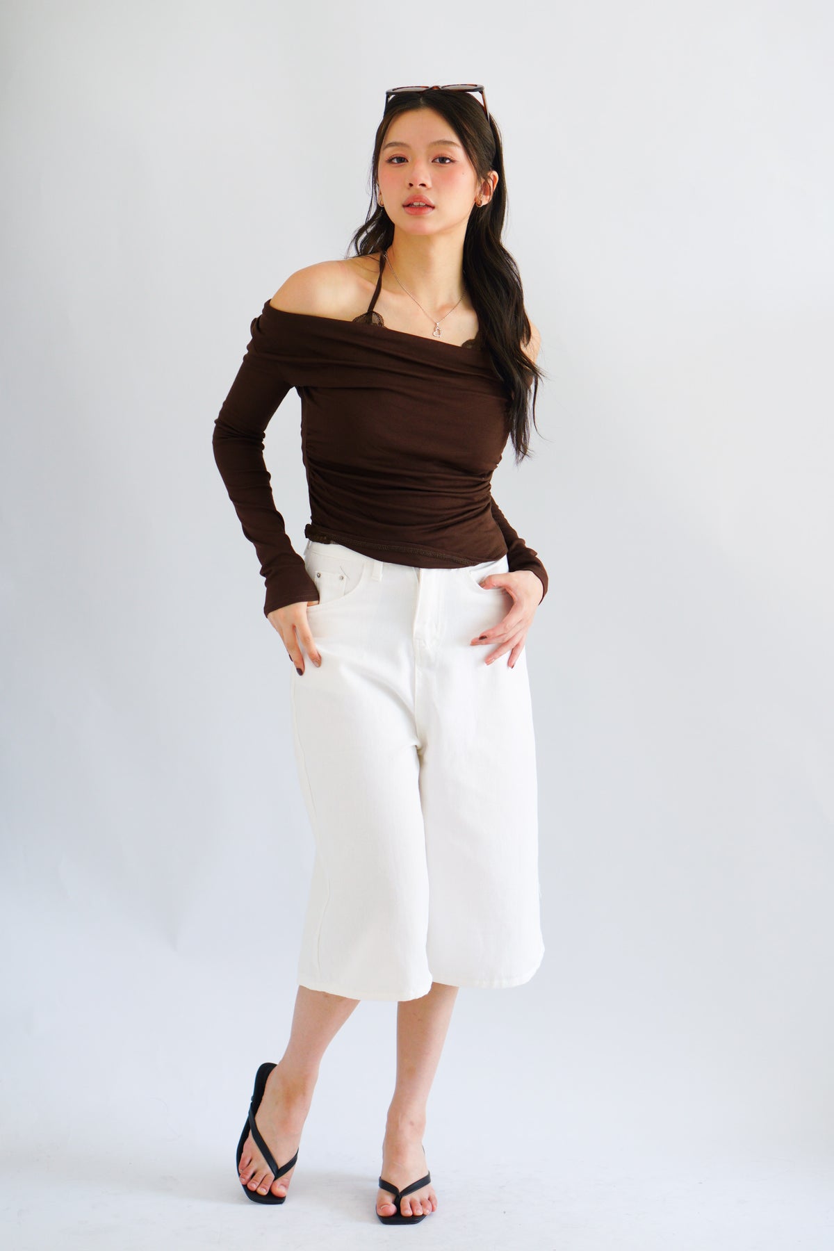 Lennon Denim Midi Jorts in White