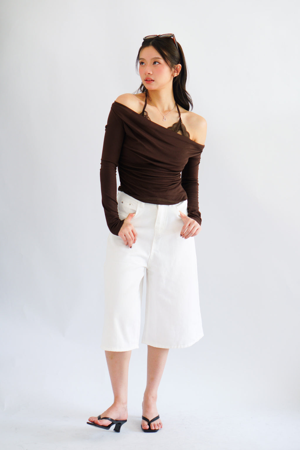 Lennon Denim Midi Jorts in White