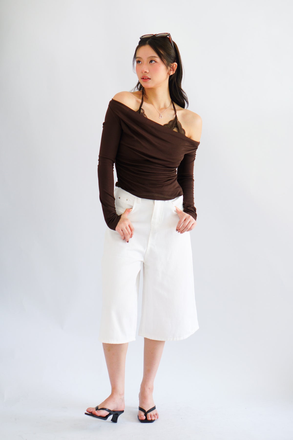 Lennon Denim Midi Jorts in White