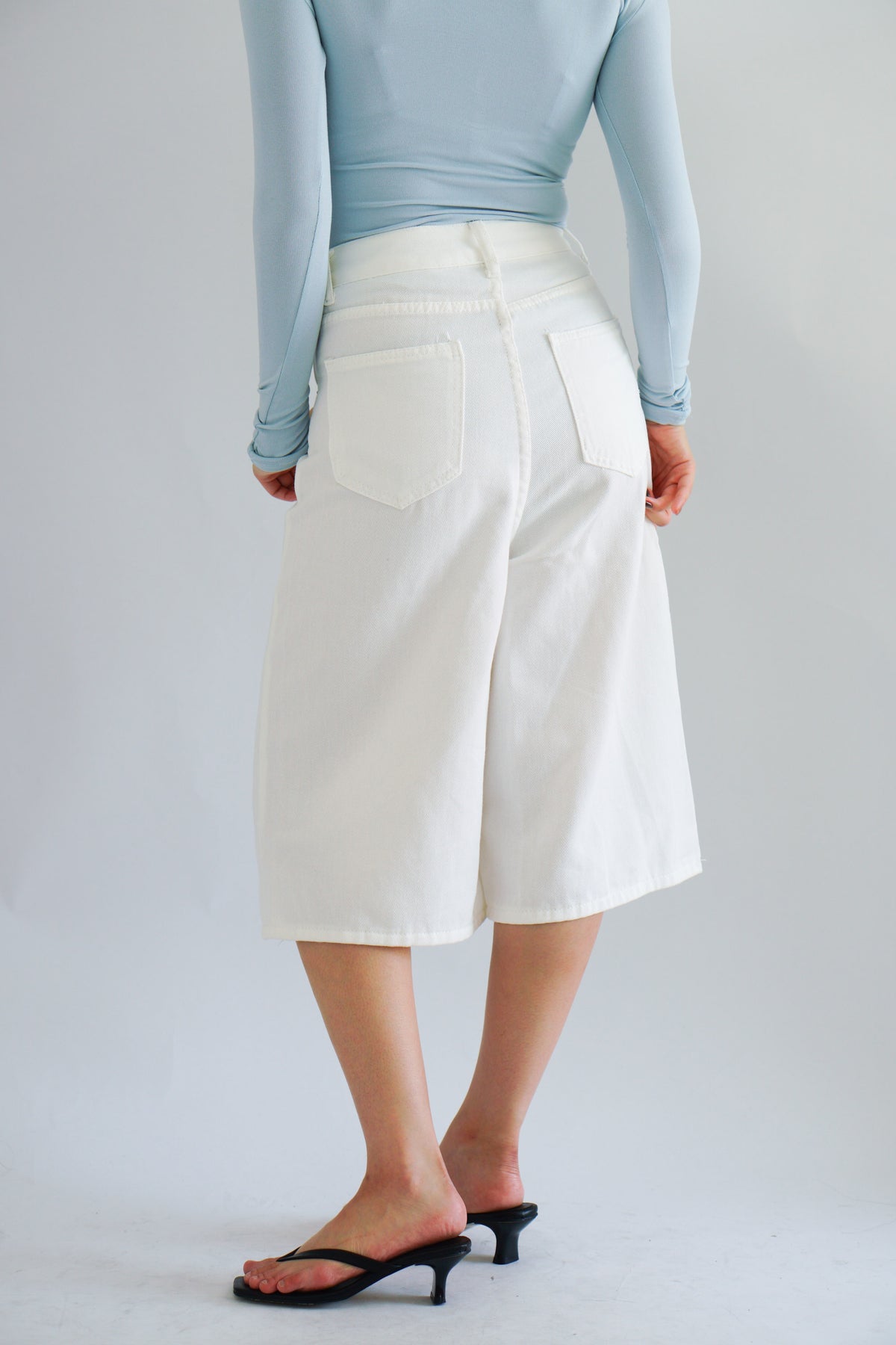 Lennon Denim Midi Jorts in White
