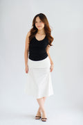 Avril Midi Ruched Waist Fishtail Skirt in White
