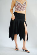 Doreen Asymmetrical Midi Skirt with Slit in Black