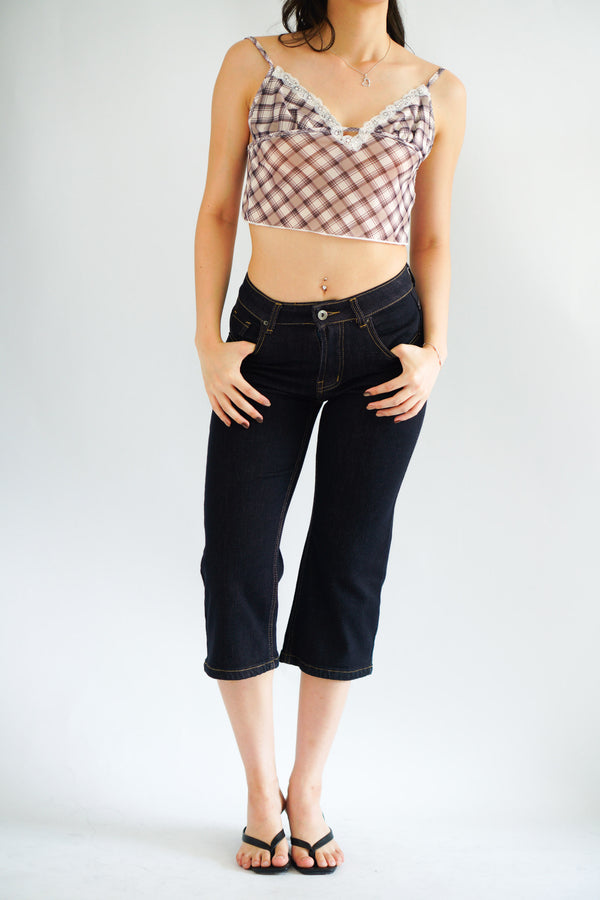 Raven Capri Denim Pants with in Dark Blue