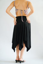 Doreen Asymmetrical Midi Skirt with Slit in Black