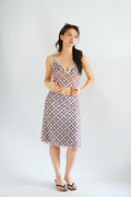 Patsy Plaid Low V Neck Crop Top & Midi Skirt 2 Piece Set in Brown