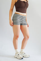 Nikka Stripes Button Down Knit 2 Piece Set in Grey