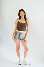 Nikka Stripes Button Down Knit 2 Piece Set in Grey