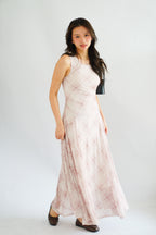 Shermaine Plaid A-line Maxi Dress in Beige Khaki