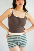 Rhon Faux 2 Layer Padded Camisole Top in Brown & Beige