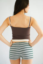 Rhon Faux 2 Layer Padded Camisole Top in Brown & Beige