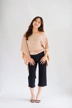 Jojo Toga Flutter Sleeves Top in Light Khaki