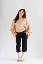 Jojo Toga Flutter Sleeves Top in Light Khaki