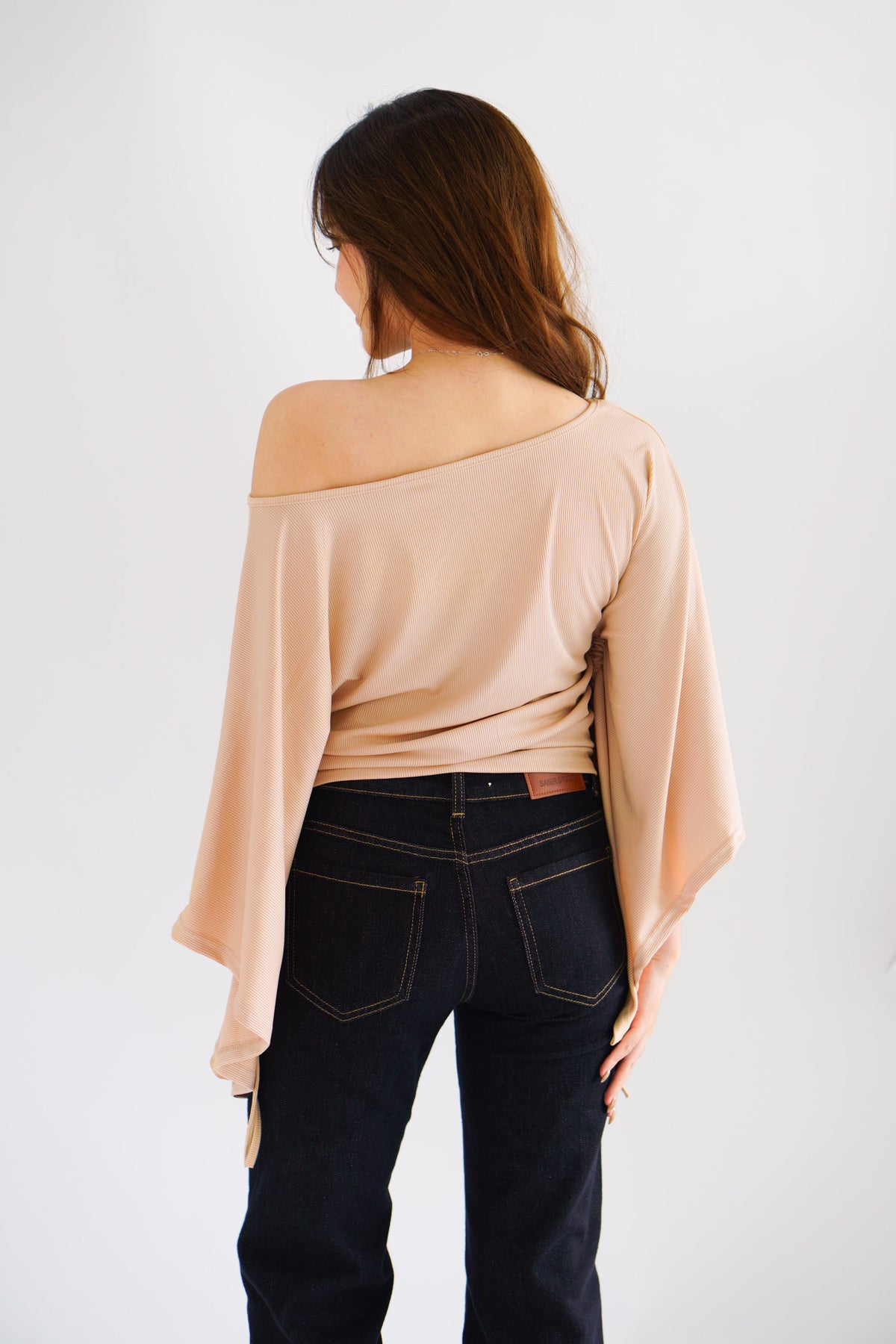 Jojo Toga Flutter Sleeves Top in Light Khaki