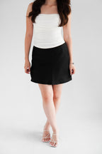 Kitri Mini Satin Skirt in Black