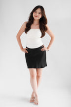 Kitri Mini Satin Skirt in Black