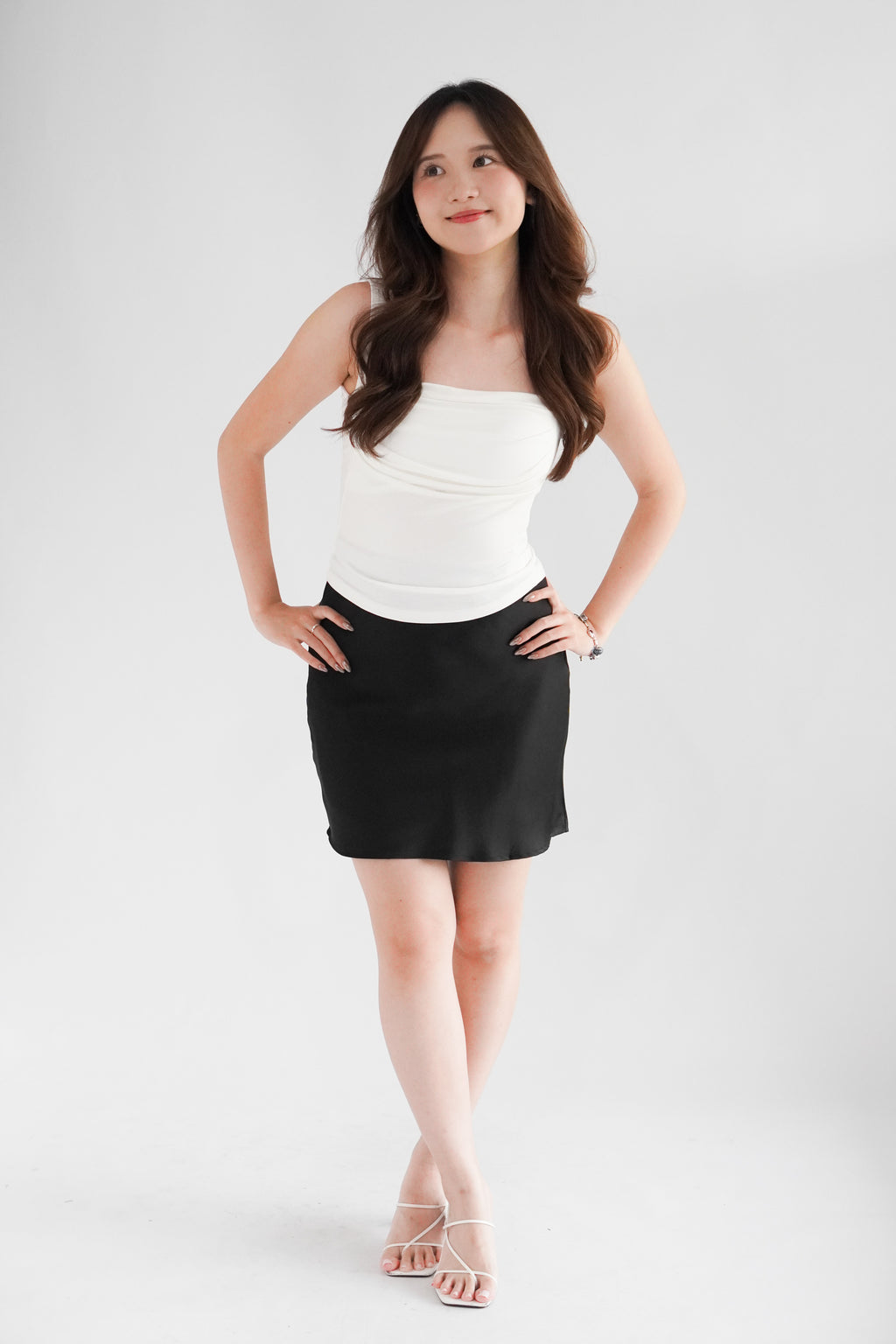 Kitri Mini Satin Skirt in Black