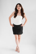 Kitri Mini Satin Skirt in Black