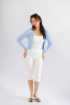 Dearisa Knit Cardigan Button Top in Blue