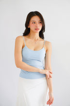 Moki Basic Padded Camisole Top in Blue