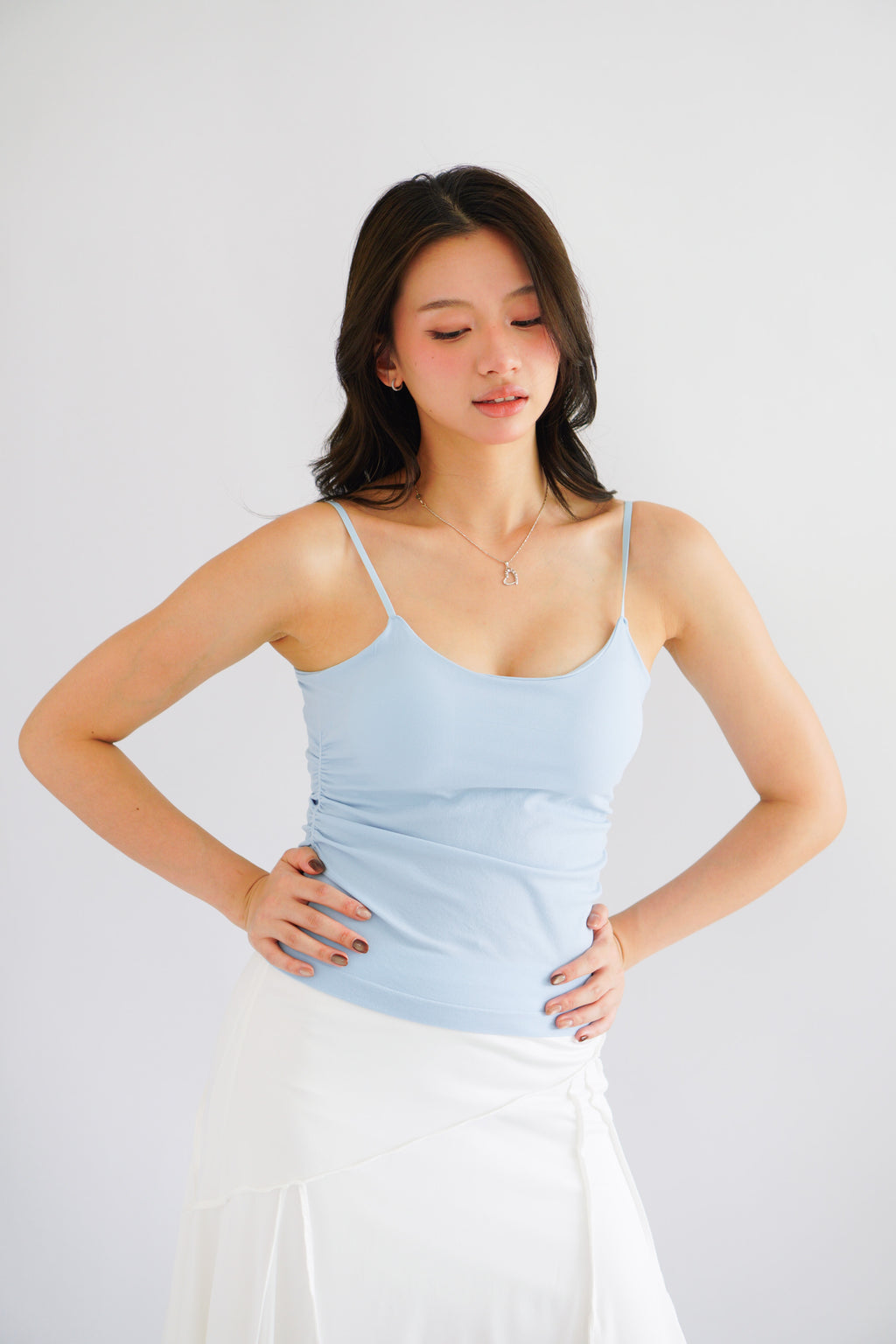 Moki Basic Padded Camisole Top in Blue
