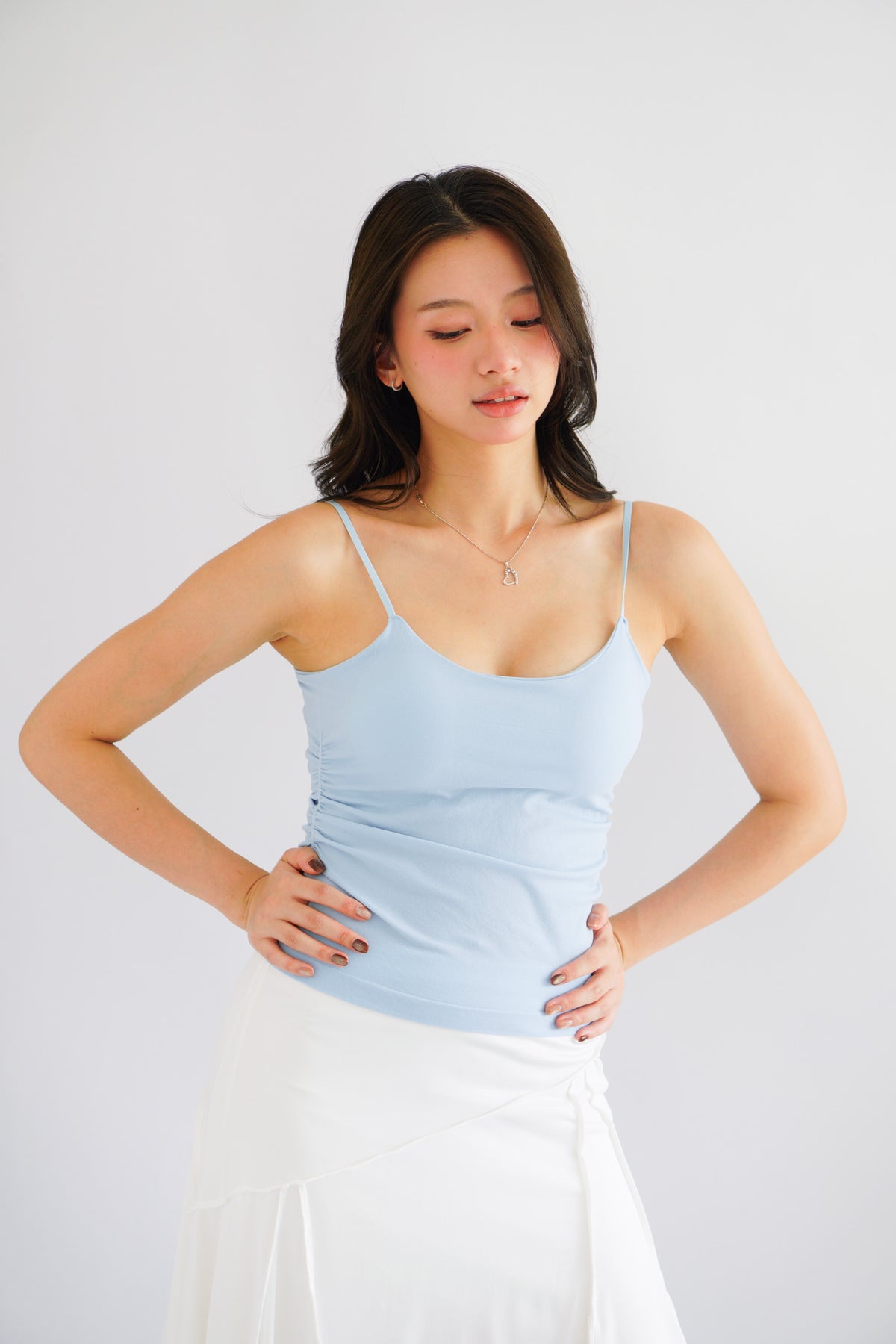 Moki Basic Padded Camisole Top in Blue