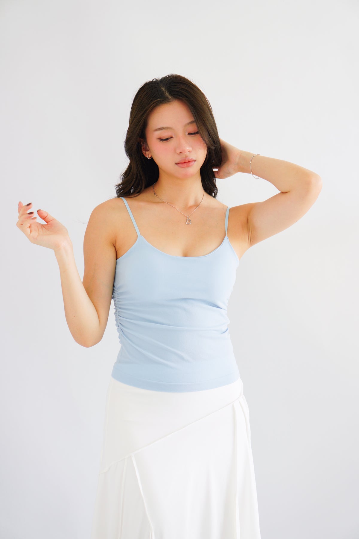 Moki Basic Padded Camisole Top in Blue