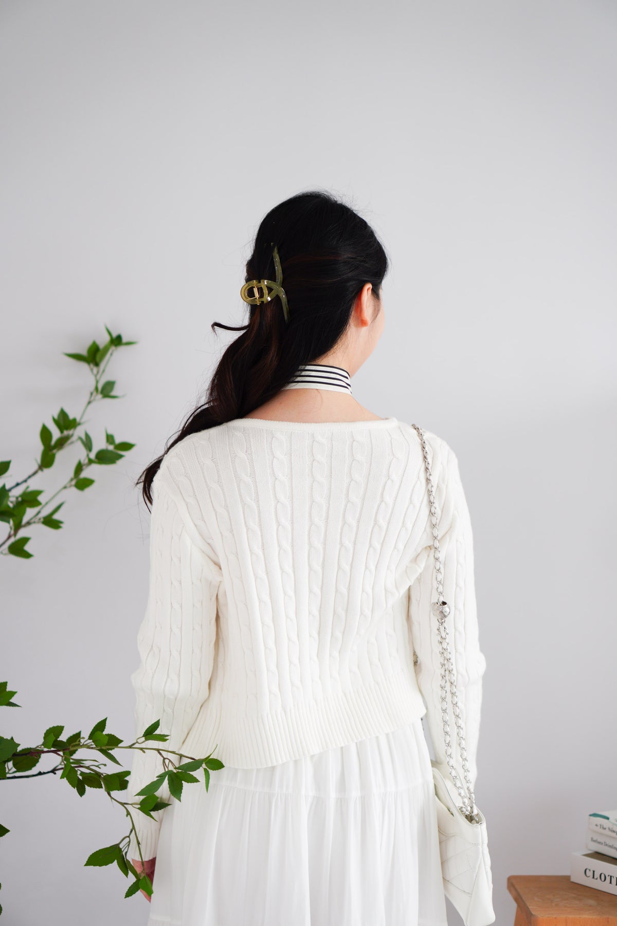 Dearisa Knit Cardigan Button Top in White