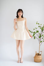 Alessia Structured Mini Dress in Beige
