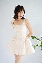 Alessia Structured Mini Dress in Beige