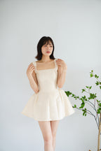 Alessia Structured Mini Dress in Beige