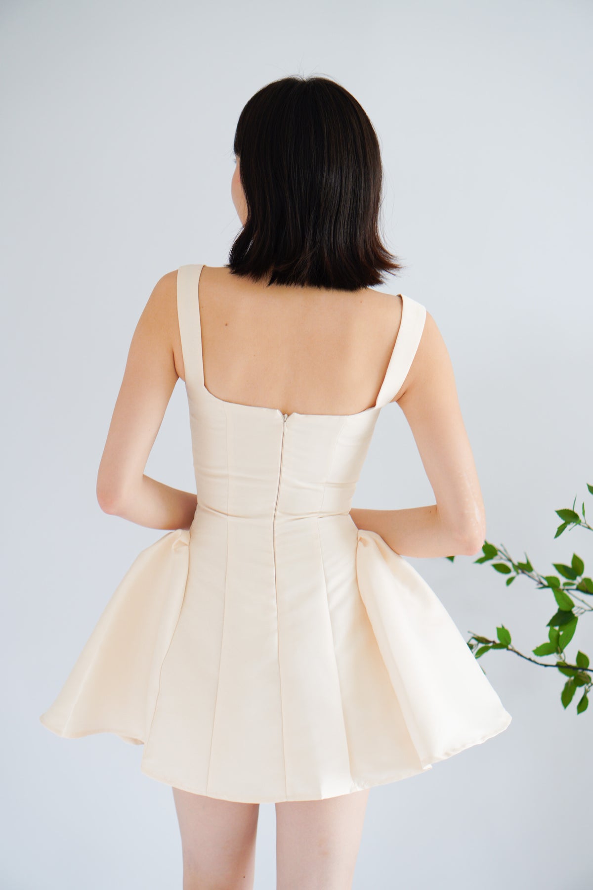 Alessia Structured Mini Dress in Beige