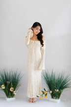 (Premium) Thaleessa Lace Off Shoulder Maxi Dress in Cream