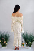 (Premium) Thaleessa Lace Off Shoulder Maxi Dress in Cream