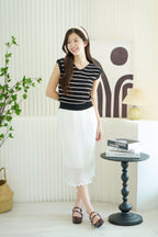 Lexi Pleated Chiffon Midi Skirt in White