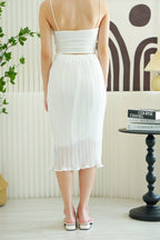 Lexi Pleated Chiffon Midi Skirt in White