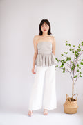 Frenchie Ruched Peplum Tube Top in Grey
