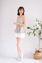 Frenchie Ruched Peplum Tube Top in Grey