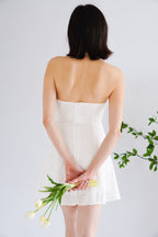 Lottie Eyelet Lace Halter Mini Dress in White