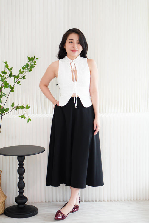 Lalita Deep V Eyelet Lace Top in White