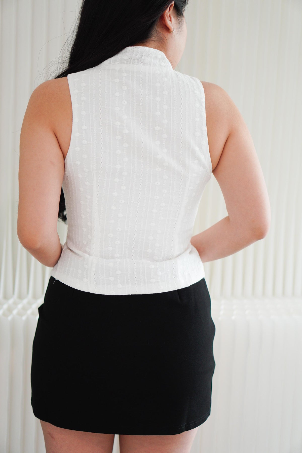 Lalita Deep V Eyelet Lace Top in White