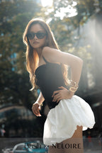 BASH x NELOIRE - Nixi Halter Neck Mini Bubble Dress in Black and White