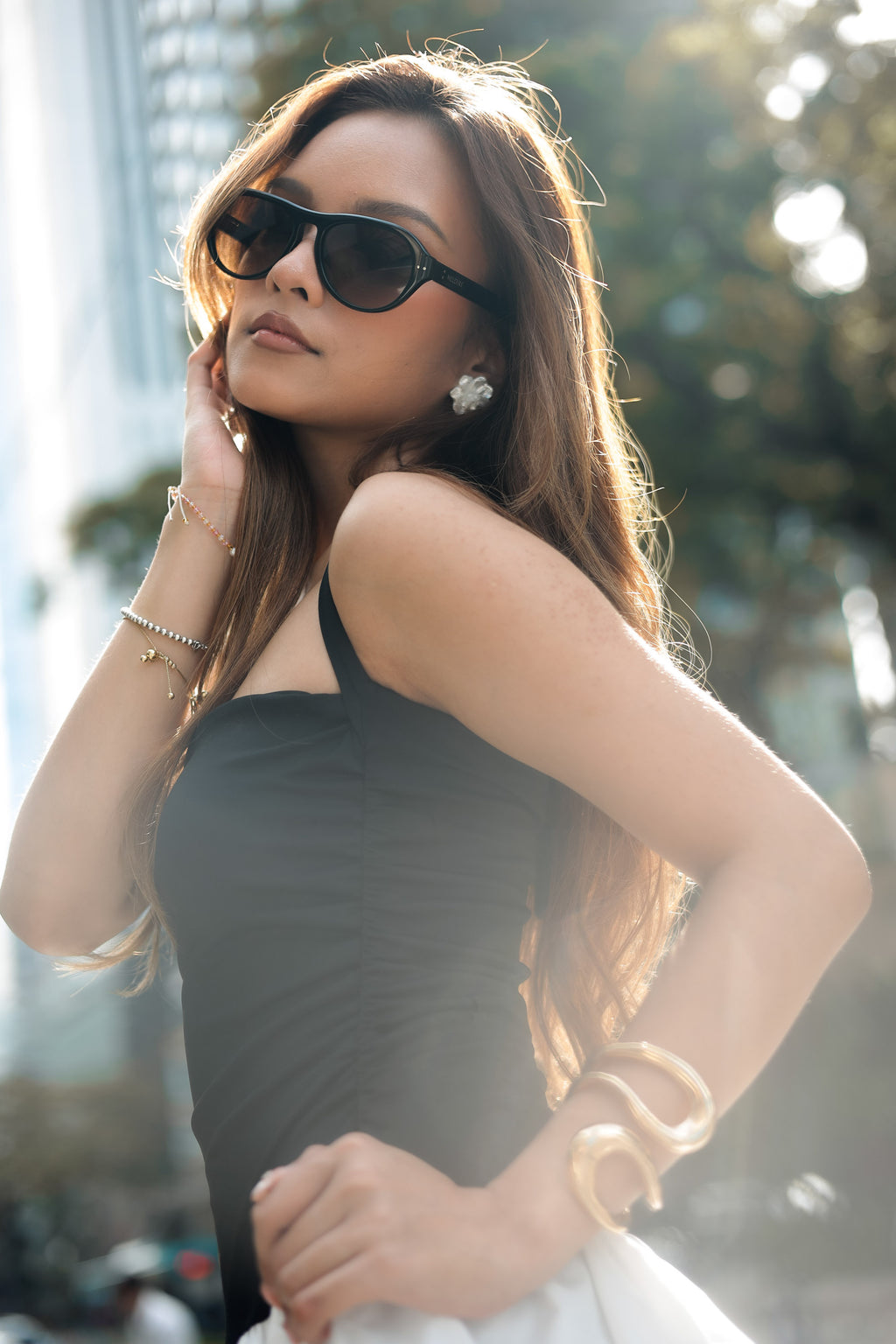 BASH x NELOIRE - Nixi Halter Neck Mini Bubble Dress in Black and White
