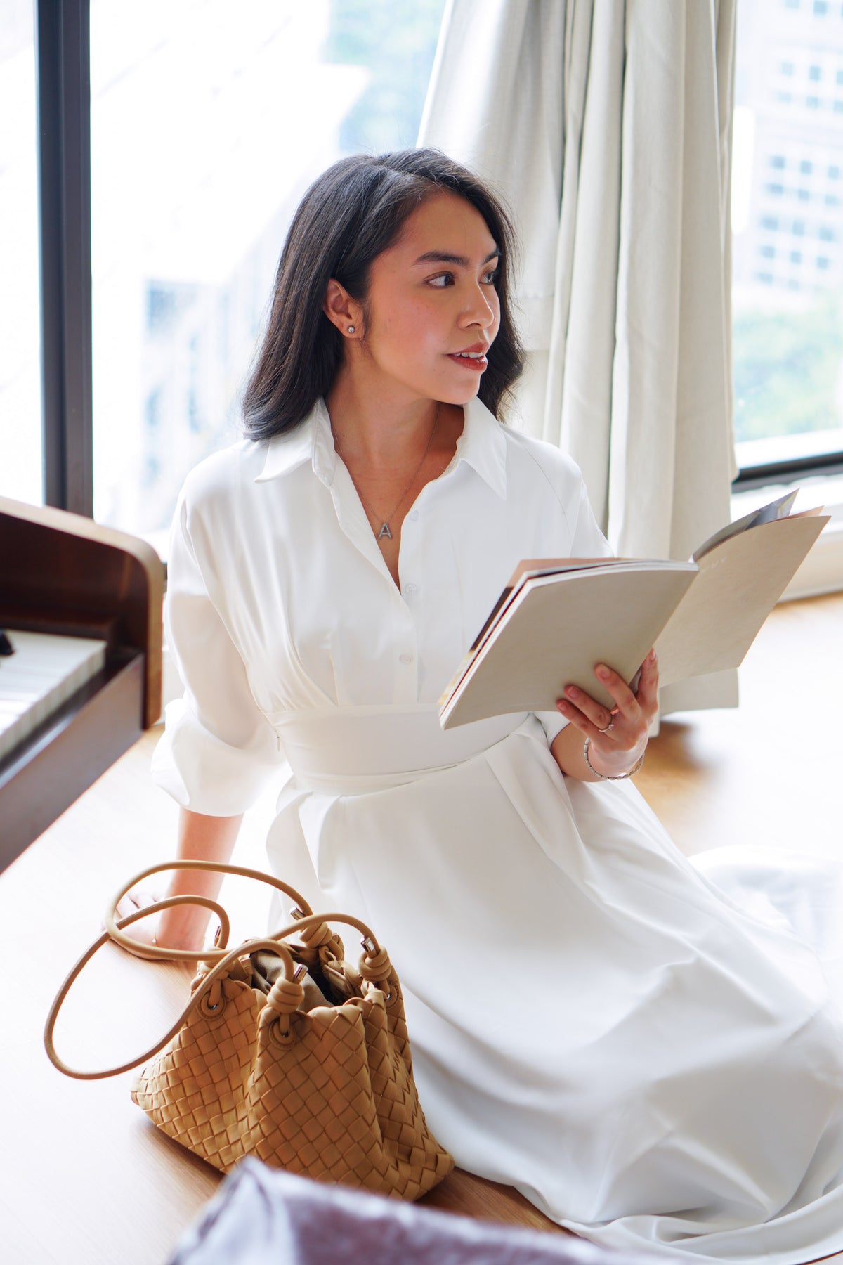 Rachelle Long Sleeve Dress by Bash in White