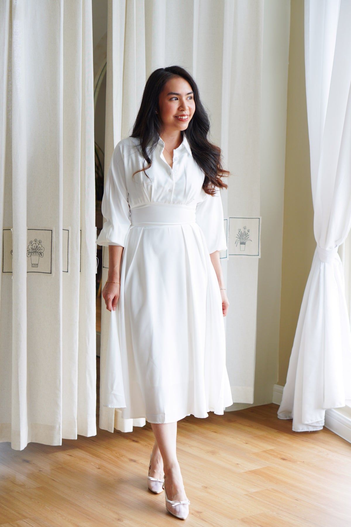 Rachelle Long Sleeve Dress by Bash in White