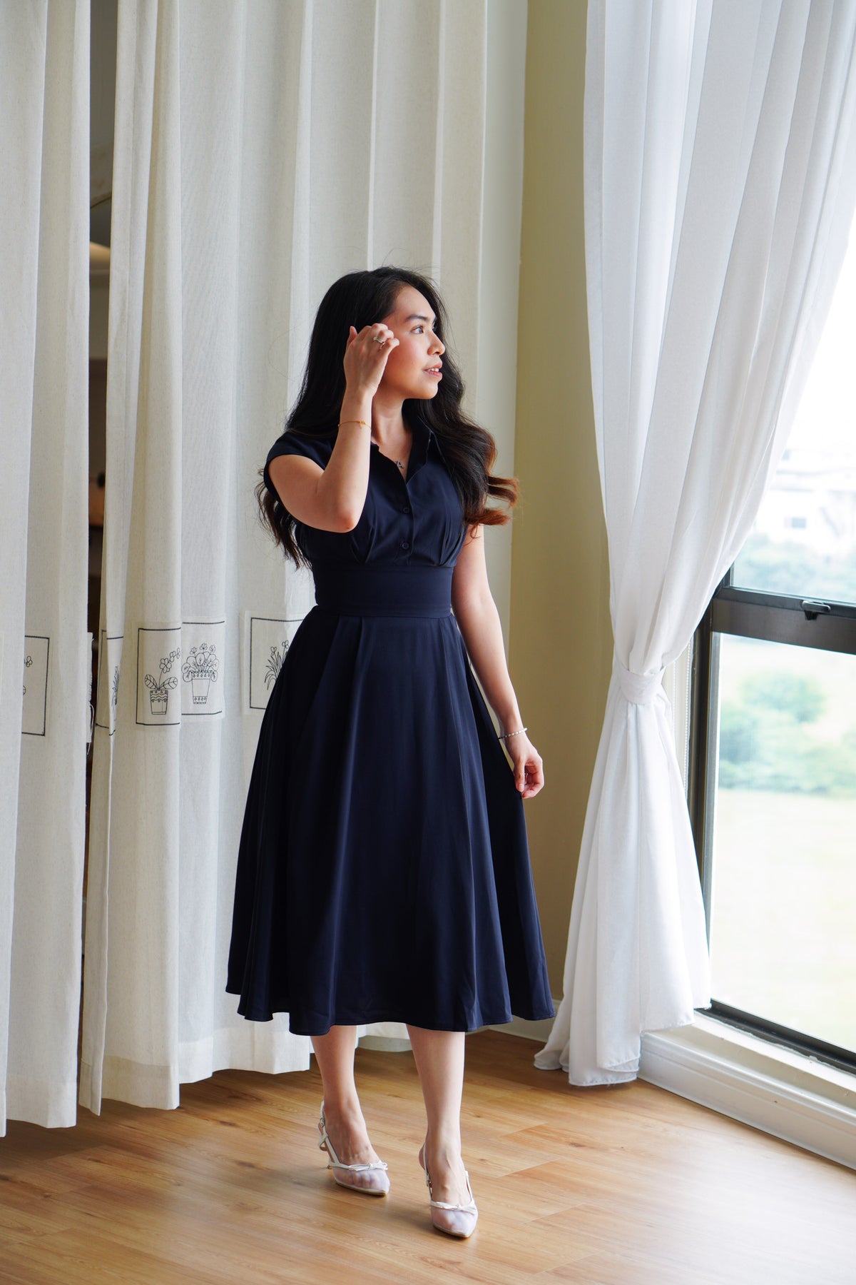 Claire Dress by Bash in Dark Blue