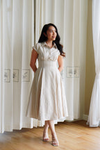 Claire Dress by Bash in Beige Stripes