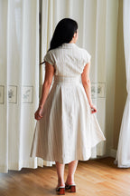 Claire Dress by Bash in Beige Stripes