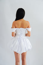 Dream Frost Bustier Corset Mini Bubble Dress in White
