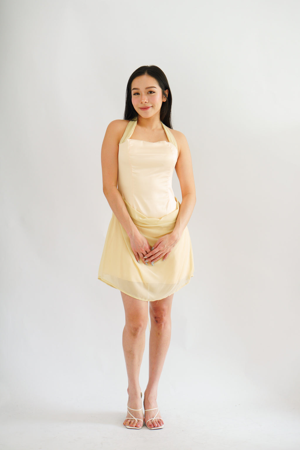 Golden Hour Halter Neck Mini Dress in Yellow